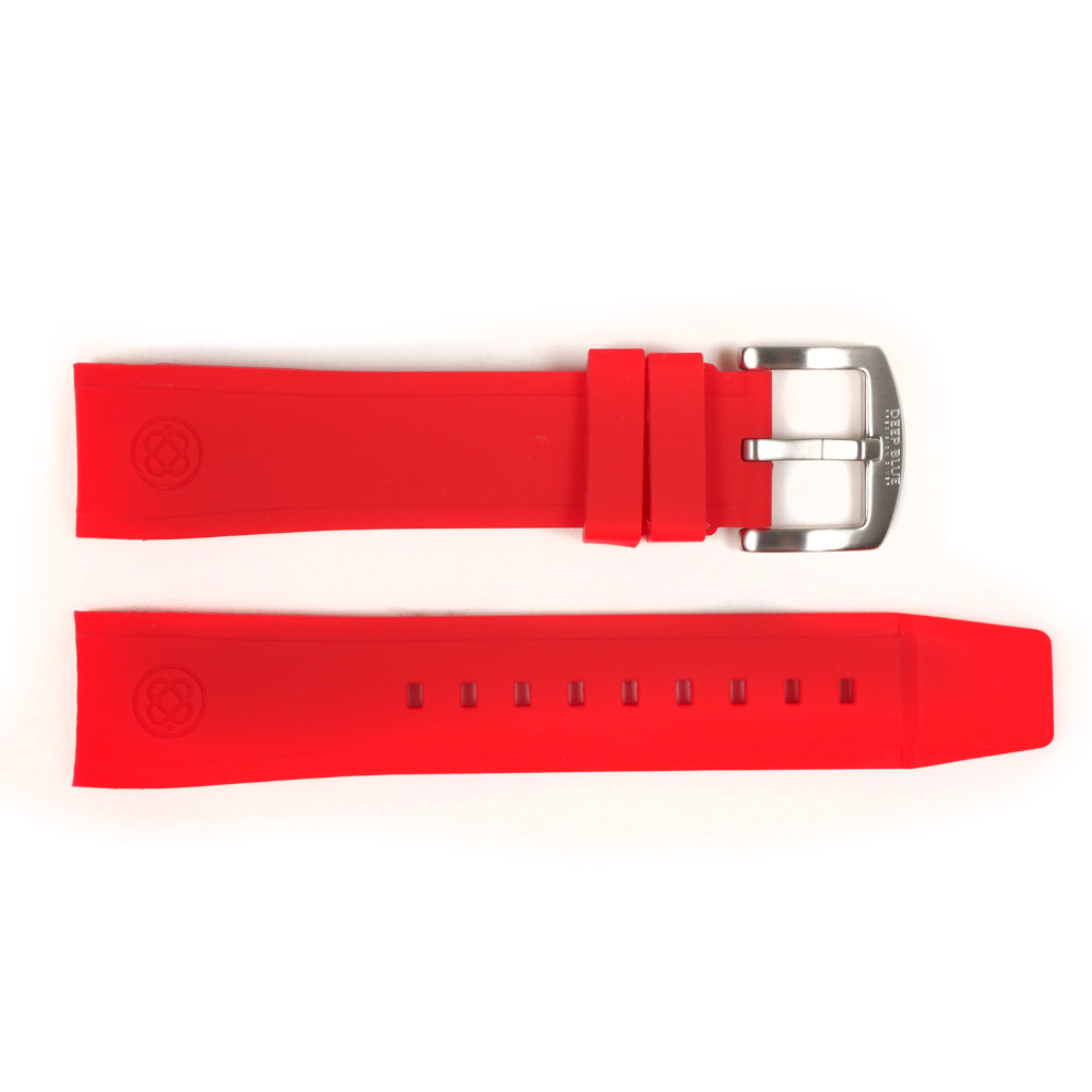 DB Curved Red Silicone Watch Band Strap 22mm for Marc & Sons 46mm Pilot MSF-003 - Click Image to Close